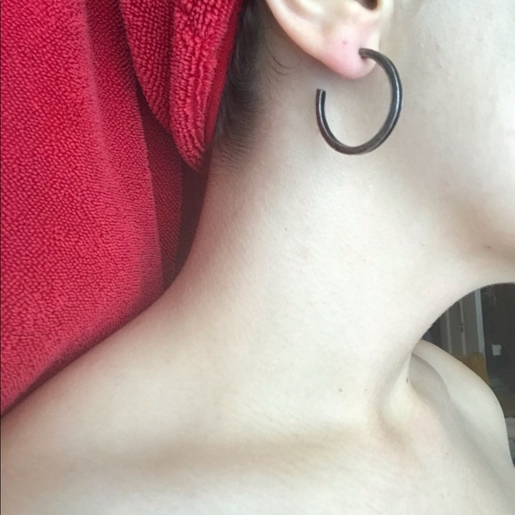 Vintage Black + Gunmetal Hoops - Picture 3 of 3